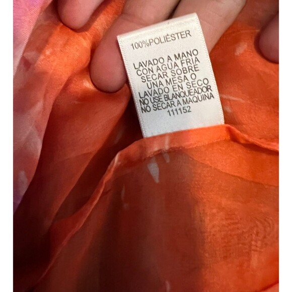 Alberto Malaki Sheer Top Swim Cover-up Size XL Tie Front Orange Floral - Picture 7 of 7